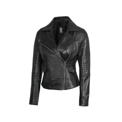 Black Women's Leather Moto Style Jacket