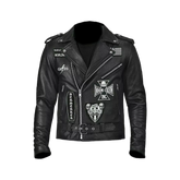 BLS Zakk Wylde Black Label Society Casual Motorcycle Biker Leather Jacket