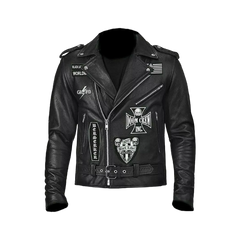BLS Zakk Wylde Black Label Society Casual Motorcycle Biker Leather Jacket