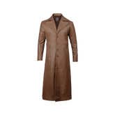 Brown Leather Long Men's Duster Coat