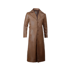 Brown Leather Long Men's Duster Coat