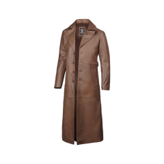 Brown Leather Long Men's Duster Coat