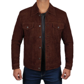 Brown Trucker Suede Jacket for Men