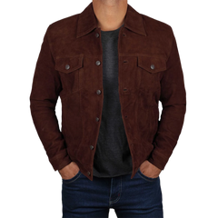 Brown Trucker Suede Jacket for Men