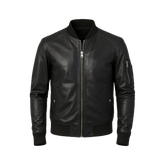 Bryan Men's Black Lambskin Leather Bomber Jacket