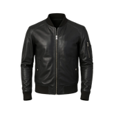 Bryan Men's Black Lambskin Leather Bomber Jacket