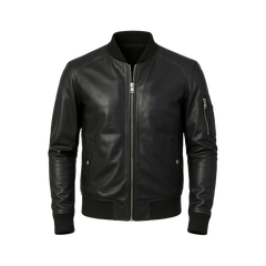 Bryan Men's Black Lambskin Leather Bomber Jacket