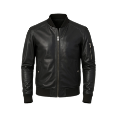 Bryan Men's Black Lambskin Leather Bomber Jacket