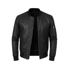 Bryan Men's Black Lambskin Leather Bomber Jacket