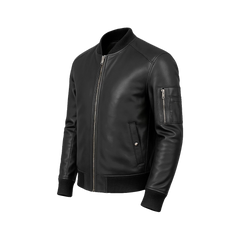 Bryan Men's Black Lambskin Leather Bomber Jacket