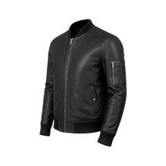 Bryan Men's Black Lambskin Leather Bomber Jacket