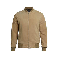Camel Brown Men's Suede Bomber Jacket
