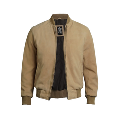 Camel Brown Men's Suede Bomber Jacket