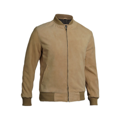 Camel Brown Men's Suede Bomber Jacket
