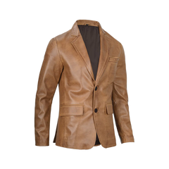 Mens Camel Leather Blazer Jacket