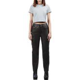 Carico Women's Black Regular Fit Leg Leather Pants — Fast Delivery