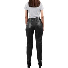 Carico Women's Black Regular Fit Leg Leather Pants — Fast Delivery