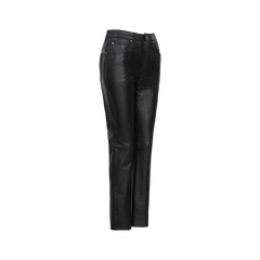 Carico Women's Black Regular Fit Leg Leather Pants — Fast Delivery