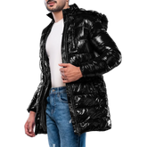 Carlos Men's Black Duck Down Insulated Jacket with Hood