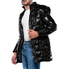 Carlos Men's Black Duck Down Insulated Jacket with Hood