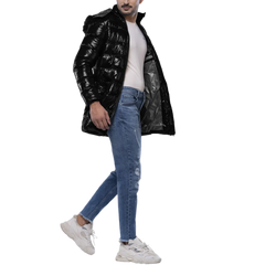 Carlos Men's Black Duck Down Insulated Jacket with Hood