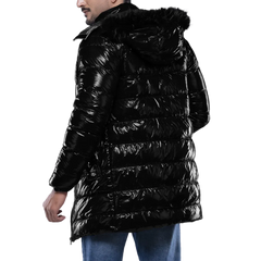 Carlos Men's Black Duck Down Insulated Jacket with Hood