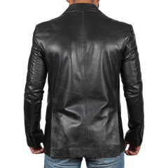 Carter Black Men's Smart 2 Button Real Lambskin Leather Blazer Jacket