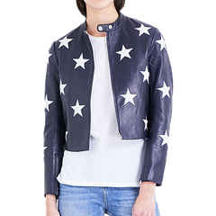 Cheryl Blossom Riverdale Star Printed Leather Jacket