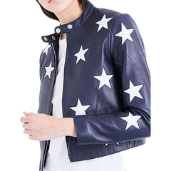 Cheryl Blossom Riverdale Star Printed Leather Jacket