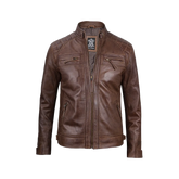 Chocolate Brown Cafe Men's Leather Motorcycle Jacket