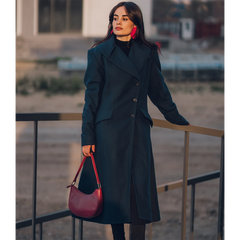 Clarice Women's Long Green Wool Coat - Overcoat for Women