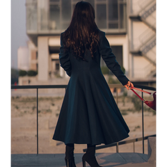 Clarice Women's Long Green Wool Coat - Overcoat for Women