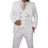 Classic Double-Breasted White 3-Piece Men's Wedding Suits