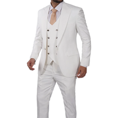 Classic Double-Breasted White 3-Piece Men's Wedding Suits