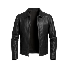Classic Harrington Black Real Leather Jacket Men's