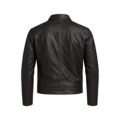 Classic Harrington Black Real Leather Jacket Men's