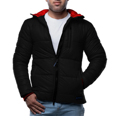 Colby Black Hooded Puffer Jacket for Men - Insulated Winter Jacket