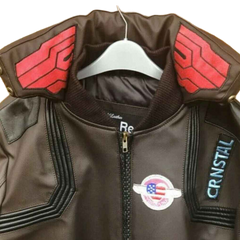 Cyber2077punk Samurai Bomber Leather Jacket