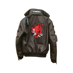 Cyber2077punk Samurai Bomber Leather Jacket