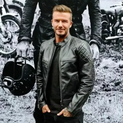 David Beckham Black Lambskin Leather Jacket for Men