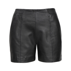Debra Leather Women's Black Shorts - High Waisted Style