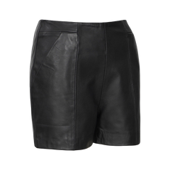 Debra Leather Women's Black Shorts - High Waisted Style