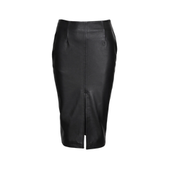 Deena Black Leather High Waist Midi Skirt - Pencil Skirt Style