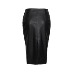 Deena Black Leather High Waist Midi Skirt - Pencil Skirt Style