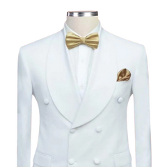 Denson Men's Shawl Lapel Off White Two Piece Tuxedo