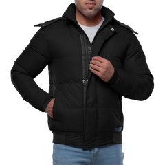 Desmond Black Puffer Jacket Hooded - Winter Insulated Jacket