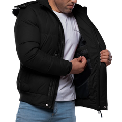 Desmond Black Puffer Jacket Hooded - Winter Insulated Jacket