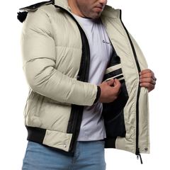 Desmond Cream Puffer Jacket Hooded