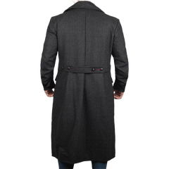 Detective Dark Grey Long Trench Wool Coat Mens