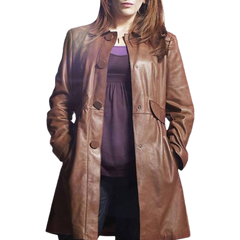 Doctor Who Catherine Tate Double Breasted Leather Coat